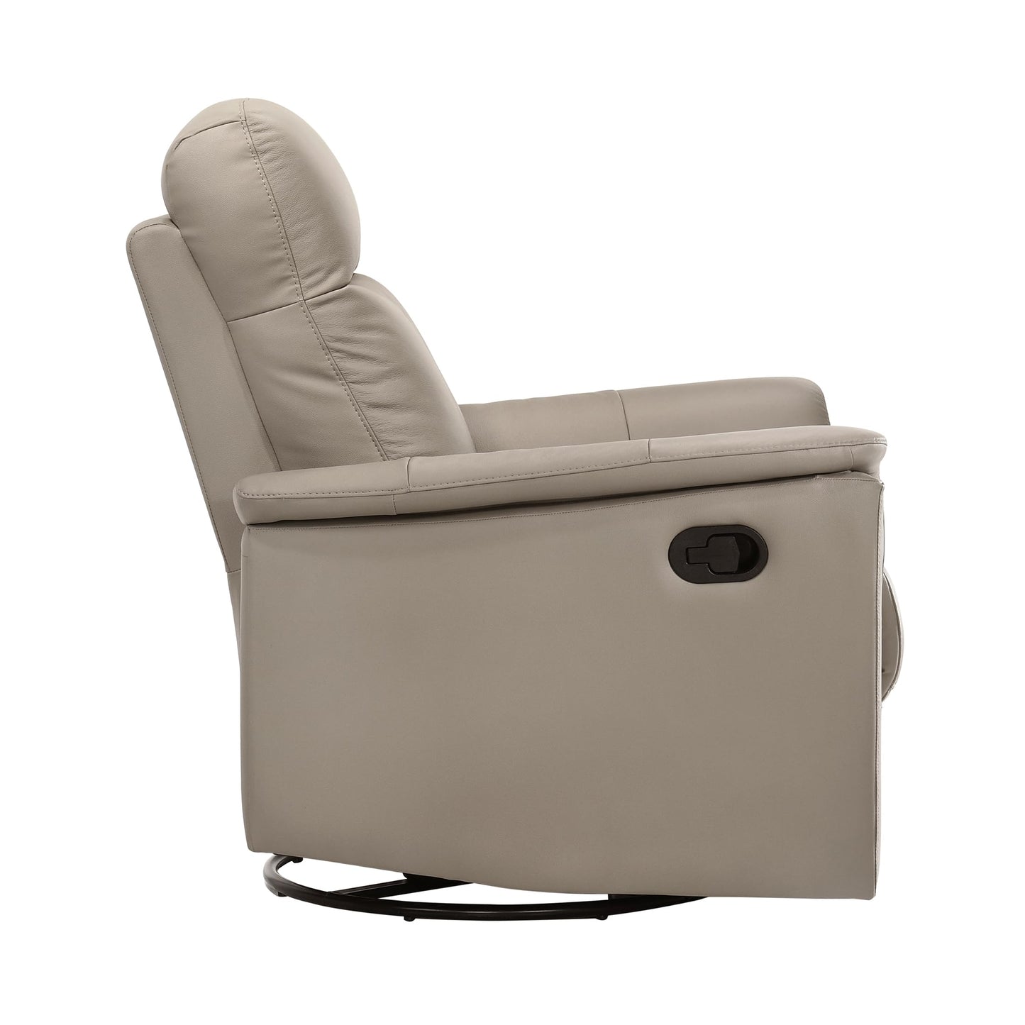 Lexicon Swivel Glider Recliner Chair, Comfy Nursery Glider, Top Grain Leather Match Recliner, Manual Reclining Chair for Living Room/Office/Apartment, Latte