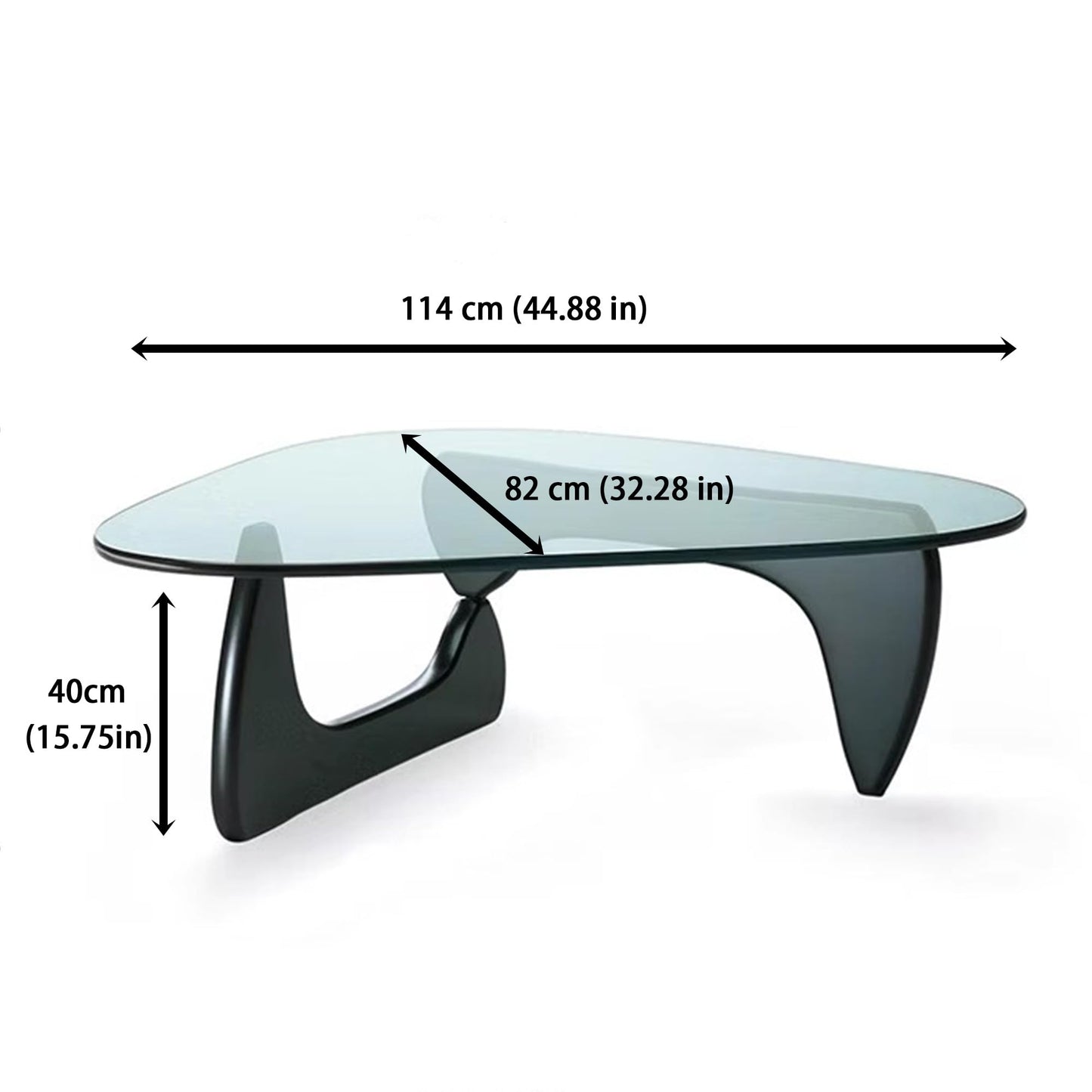EASYSOUL Modern Glass Coffee Table, 44.88" D x 32.28" W x 15.75" H, Abstract Round Tea Tables for Living Room Home Office Industrial Cocktail Tables (Black-Clear Glass, 44.88")
