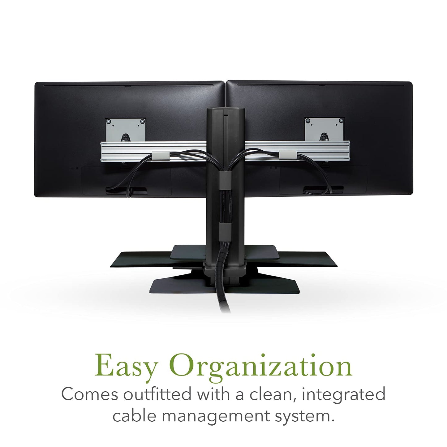 Uprite Ergo Sit2Stand Standing Desk Converter with Dual Monitor Mount – Adjustable Height Sit-Stand Workstation & Flush Keyboard Tray (Black/Black)