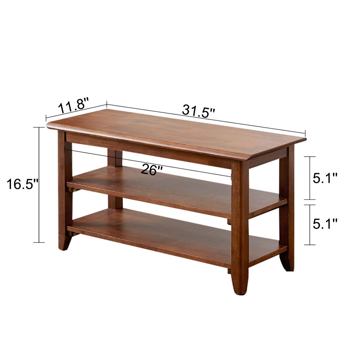 XKZG Shoe Storage Bench Wooden Shoe Rack Bench Rustic Solid Wood Entryway Bench (Brown,31.5")