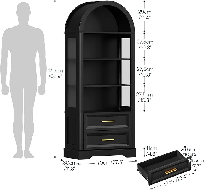 HOOBRO Tall Arched Bookshelf, Arch Bookcase