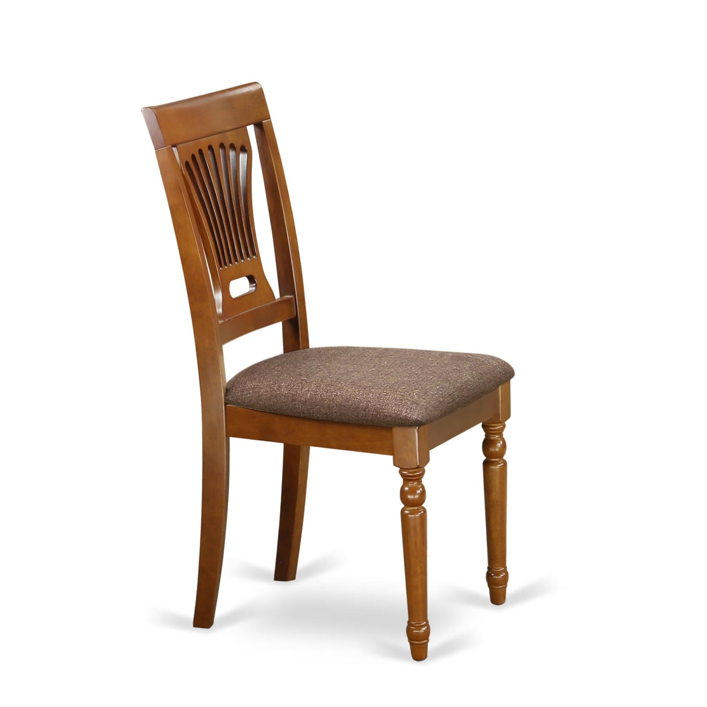 East West Furniture PVC-SBR-C Plainville Dining Room Chairs - Linen Fabric Upholstered Solid Wood Chairs, Set of 2, Saddle Brown