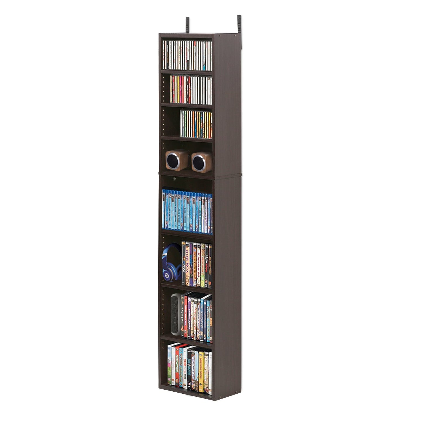 FURINNO Indo 8-Tier Media Tower, Espresso