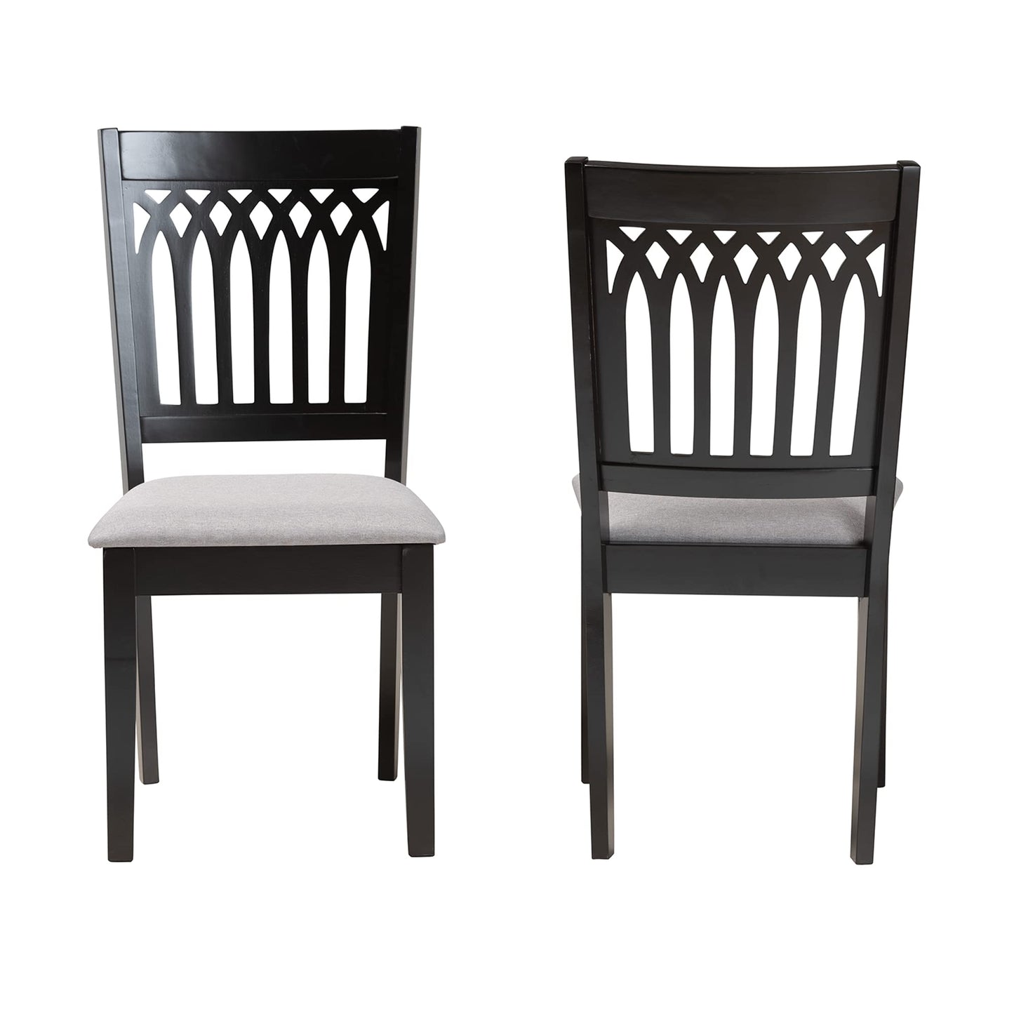 Baxton Studio Genesis Dining Chairs, Set of 2, Grey/Dark Brown