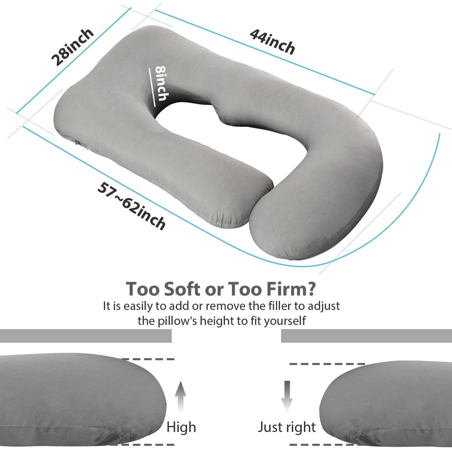 BATTOP Pregnancy Pillows with Cooling Cover,Maternity Body Pillow for Sleeping,Support for Back,Hips,Legs,Belly for Pregnant Women,Pregnancy Must Haves