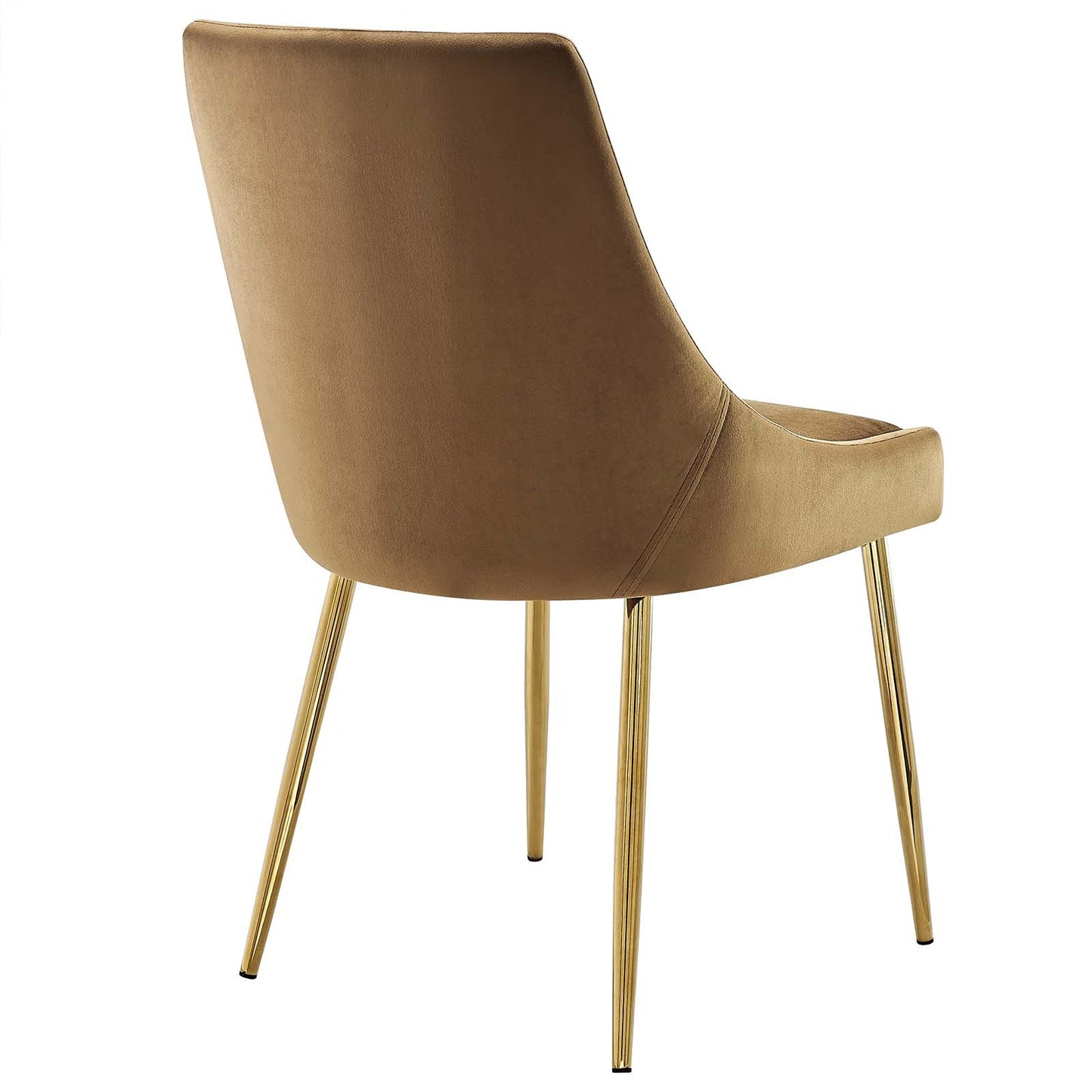 Modway Viscount Performance Velvet Upholstered Side Dining Chairs in Gold Cognac - Set of 2