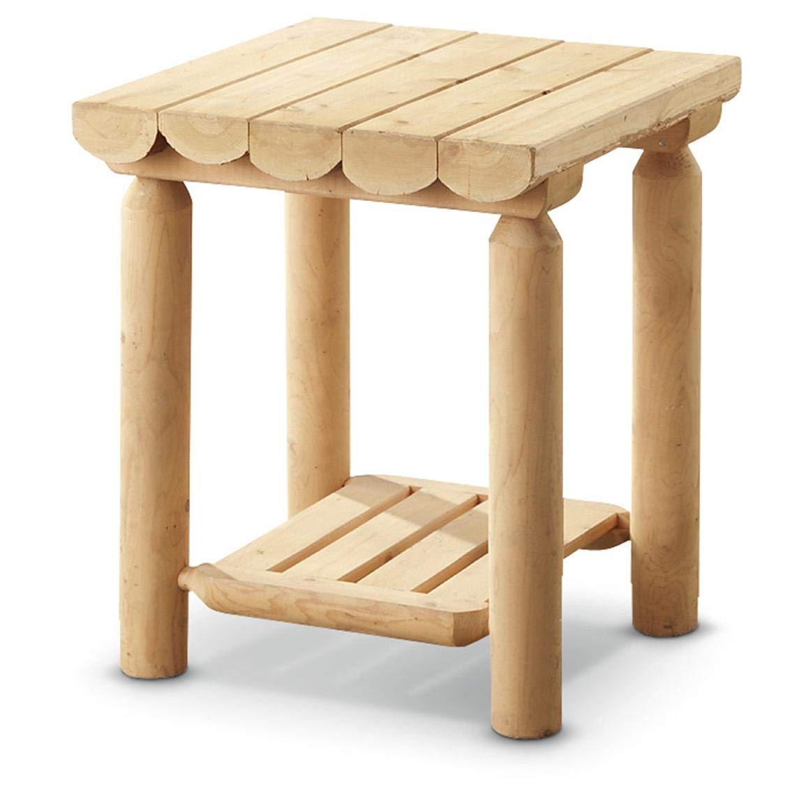 CASTLECREEK Cedar Log Side Table Nightstand, Rustic Natural Unfinished Wood End Tables for Bedroom, Living Room Couch, Cabin
