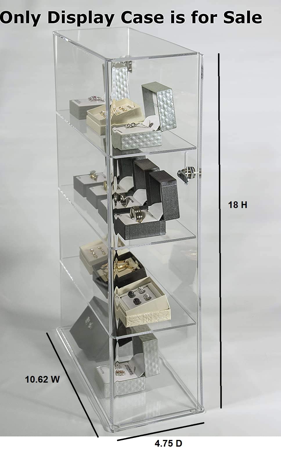 4 Tier Transparent Acrylic Display Case with Lock,Clear Show Case for Collectible, Vertical Curio,See-Through Locking Cabinet,Dustproof Protection 10.25 x 4.25 x 18.25 Inches