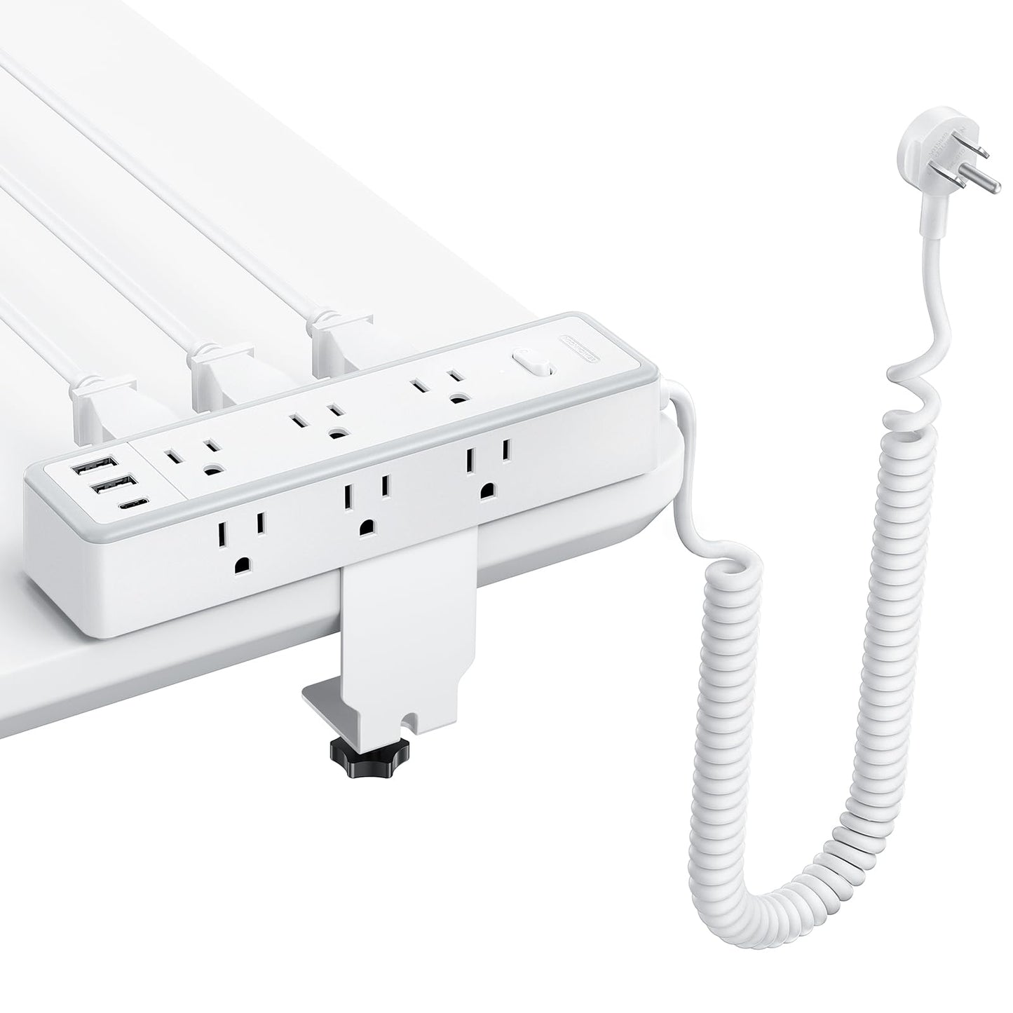 12 in 1 Standing Desk Power Strip, NTONPOWER 10ft Extension Cord with 9 AC Outlets 3 USB Ports, Table Mount or Wall Mountable Charging Station,Standing Desk Accessories