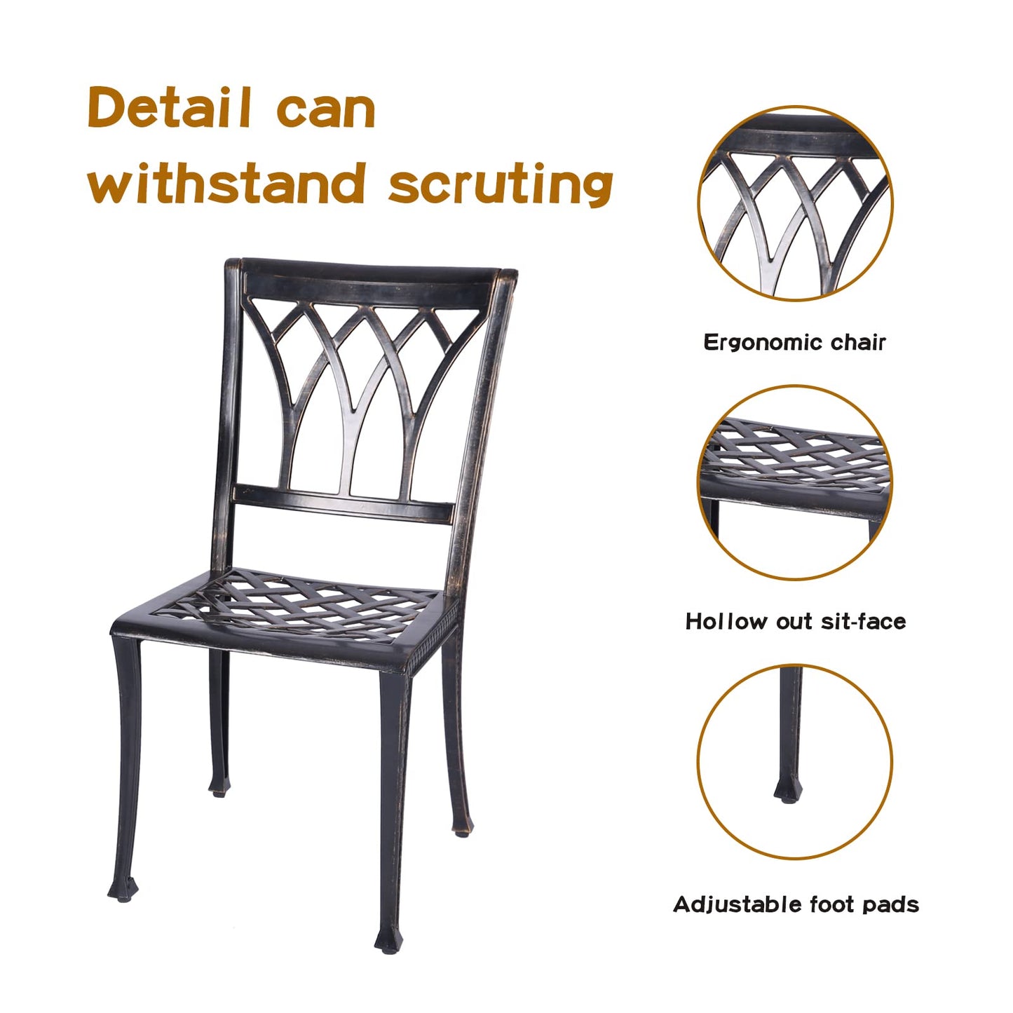 JARDIN DE CENTENNIAL 3-Piece Patio Bistro Furniture Set Cast-Aluminum Bistro Table Set for Lawn,Garden,Backyard…(Dining SETCopper)