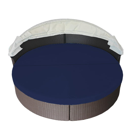WQZWDFC Splicing Outdoor Daybed Cushion Cover 66" Patio Round Sunbed Cushion Covers Circle Daybed Couch Mattress Replacement Slipcover (Navy)