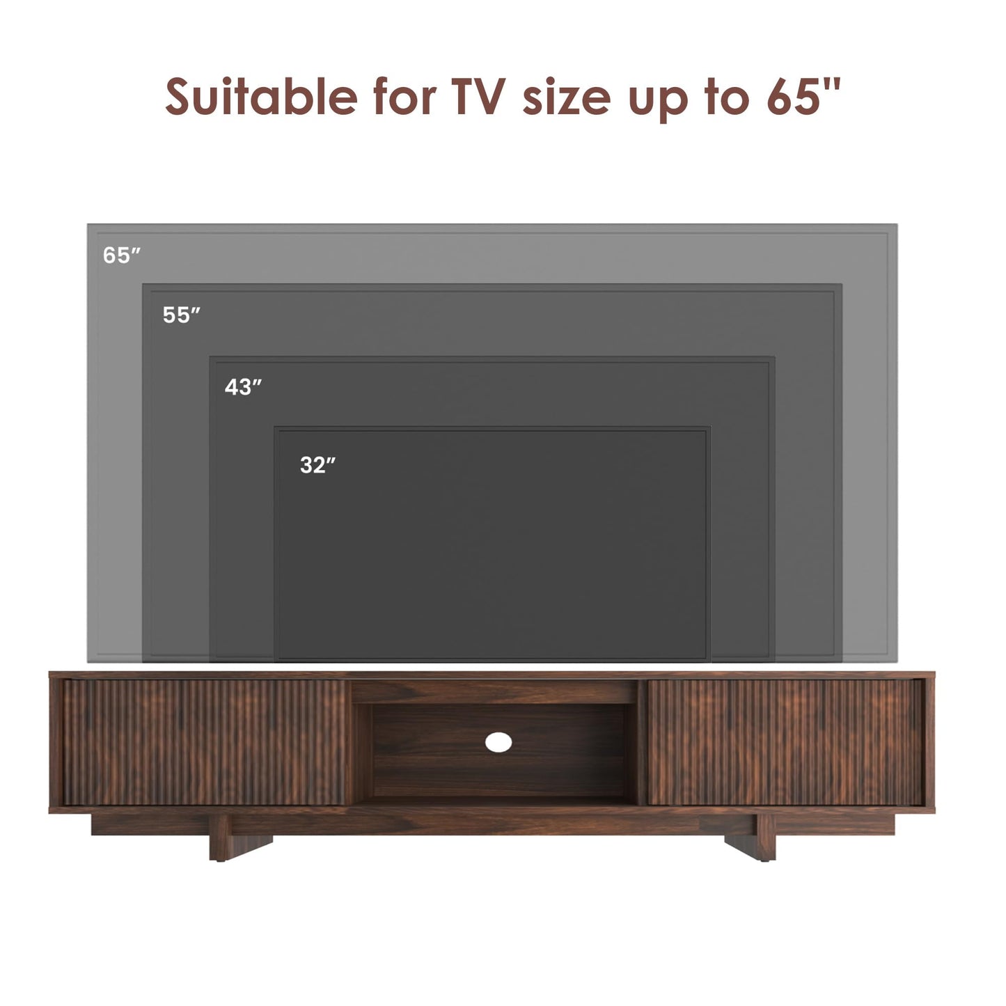 Garvee 55/63 Inch TV Stand, Farmhouse TV Stand with Wave-Like Door, Mid Century Entertainment Center with Storage, TV and Media Console for Living Room, Walnut