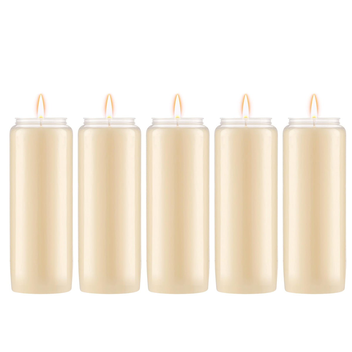 Lerner 9-Day Memorial Candles, 5 Pack, 7” Pillar Prayer Candle in Plastic Jar, Long-Lasting Smokeless Clean Burning Mourning & Shiva Candle for Vigils, Church, Synagogue, Jewish Yahrzeit Candles