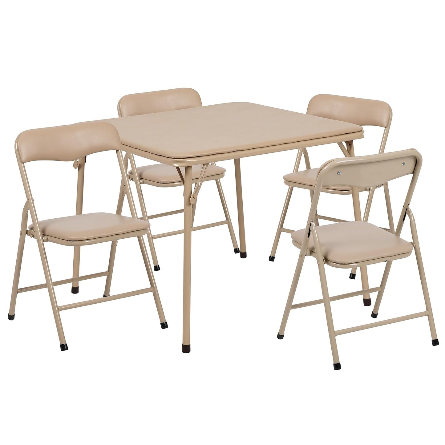 Flash Furniture Mindy Kids 5-Piece Folding Square Table and Chairs Set for Daycare and Classrooms, Children's Activity Table and Chairs Set, Tan