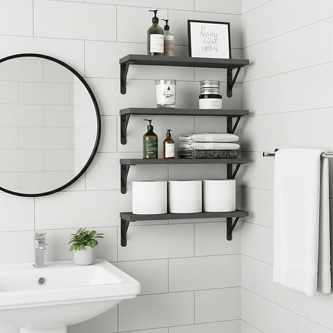 Fixwal Floating Shelves for Wall, Wood Wall Mounted Shelves for Bedroom
