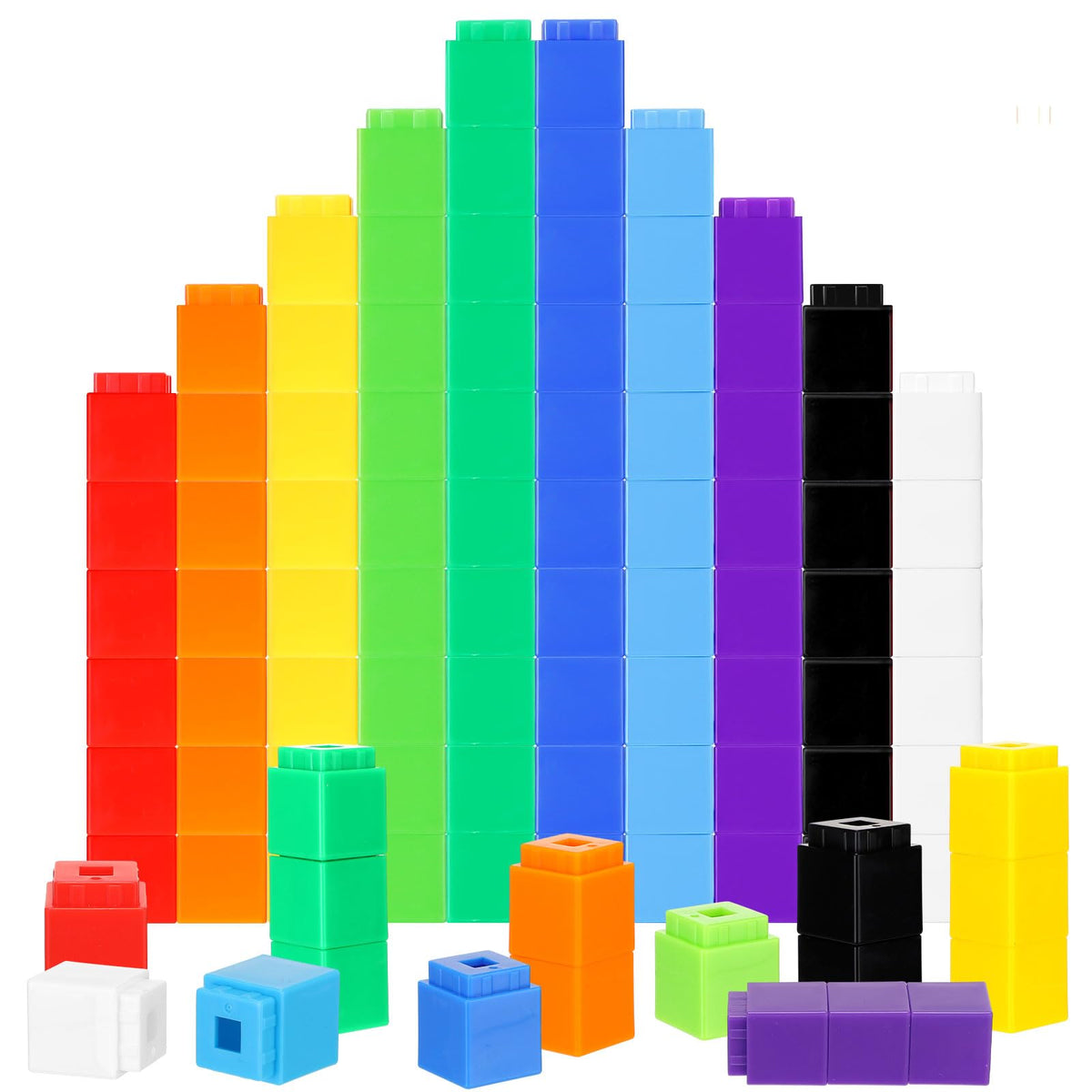 Jenaai 200 Pieces Linking Cubes for Math Counting Cubes, Plastic Counting Blocks, Colorful Math Manipulatives Classroom Learning Supplies for Preschool Activities Boy Girl(Simple Style)