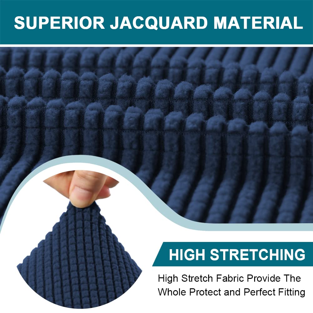 Turquoize Stretch Chesterfield Sofa Covers for Living Room Soft Sofa Couch Covers for 3 Cushion Couch Non-Slip Sofa Slipcover for Dogs Pet Furniture Protector Feature Jacquard Fabric (Sofa, Navy)