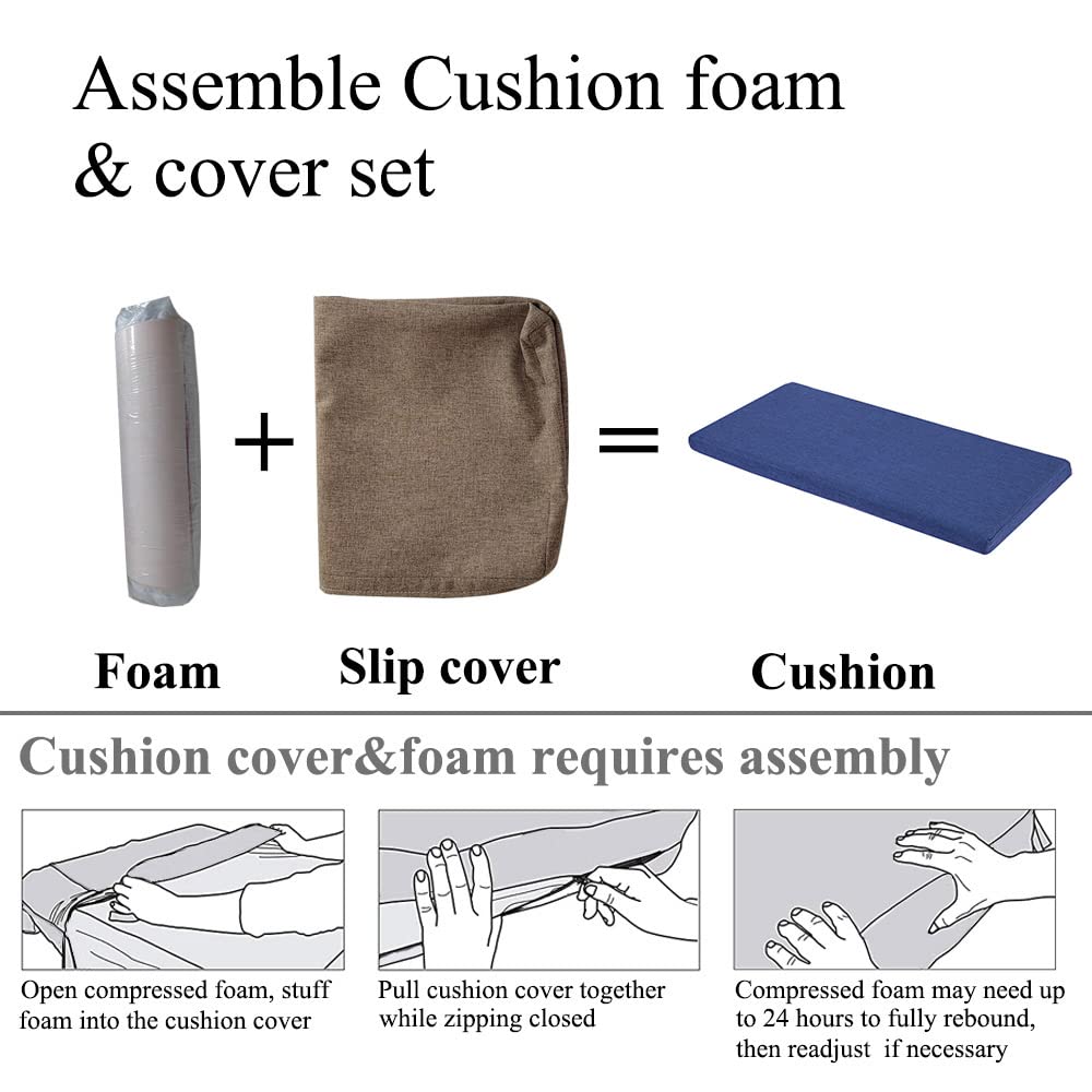 MICUSHION Piano Bench Cushion for Indoor Shoe Storage Non Slip Picnic Bench Pad for Kitchen Dining Table Seat 36 x 14 inch Blue