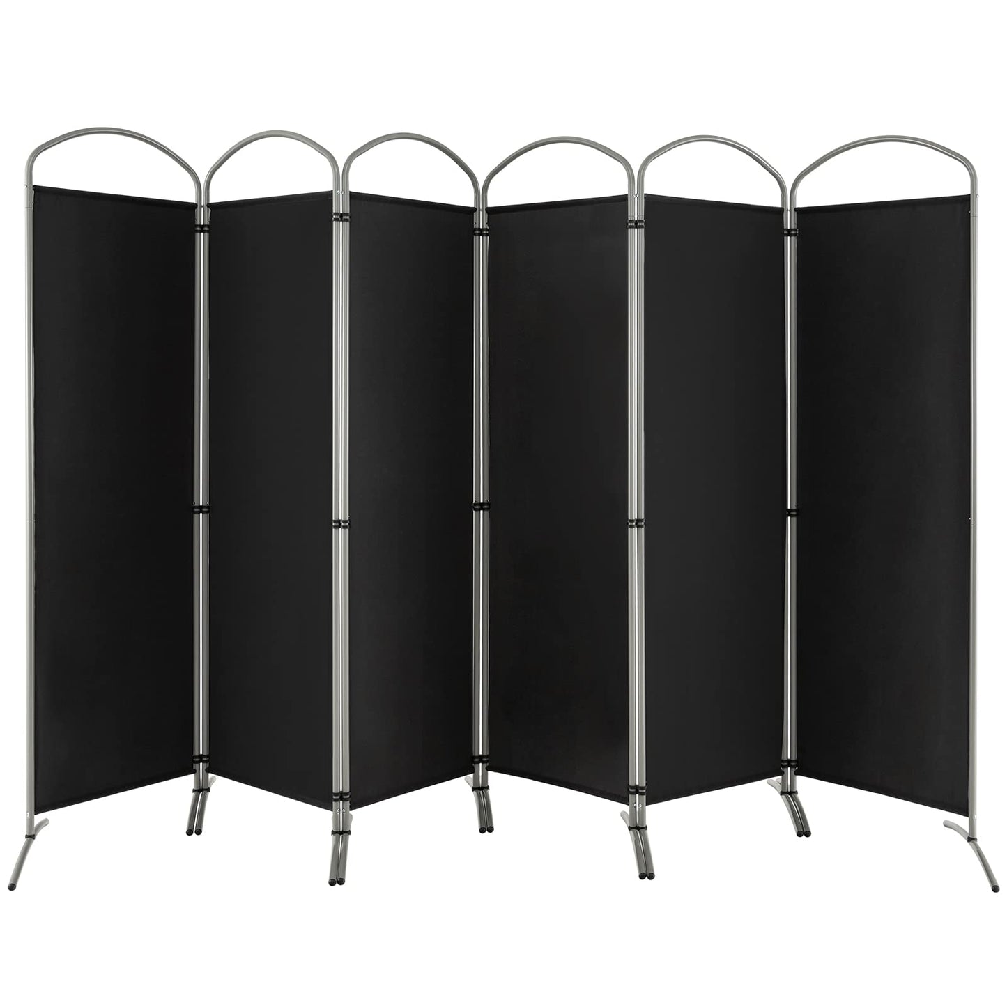 Giantex 6.2Ft Folding 6-Panel Room Divider Black- 130" Wide Freestanding Foldable Fabric Privacy Screen, Lightweight Portable Partition Wall Divider and Separator for Home Office, Apartment, Studio