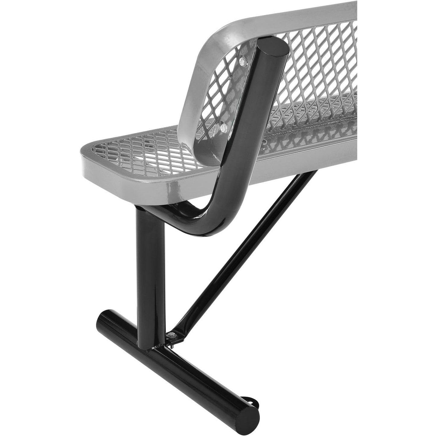 Global Industrial 4'L Heavy Duty Expanded Metal Mesh Bench with Backrest with Steel Frame, Portable Outdoor Bench, 1000 lbs Capacity, Gray, 48" L x 24" W x 33" H
