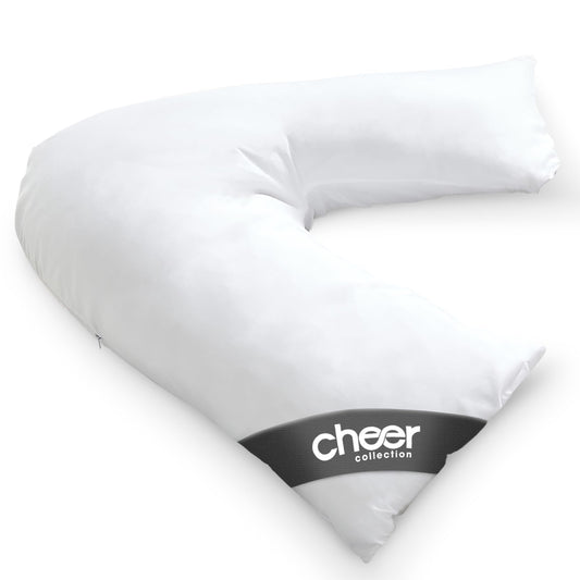Cheer Collection Oversized V-Shaped Pillow, L-Shaped Pillow for Neck and Shoulder Support, Curved Body Pillow with Removable Pillowcase
