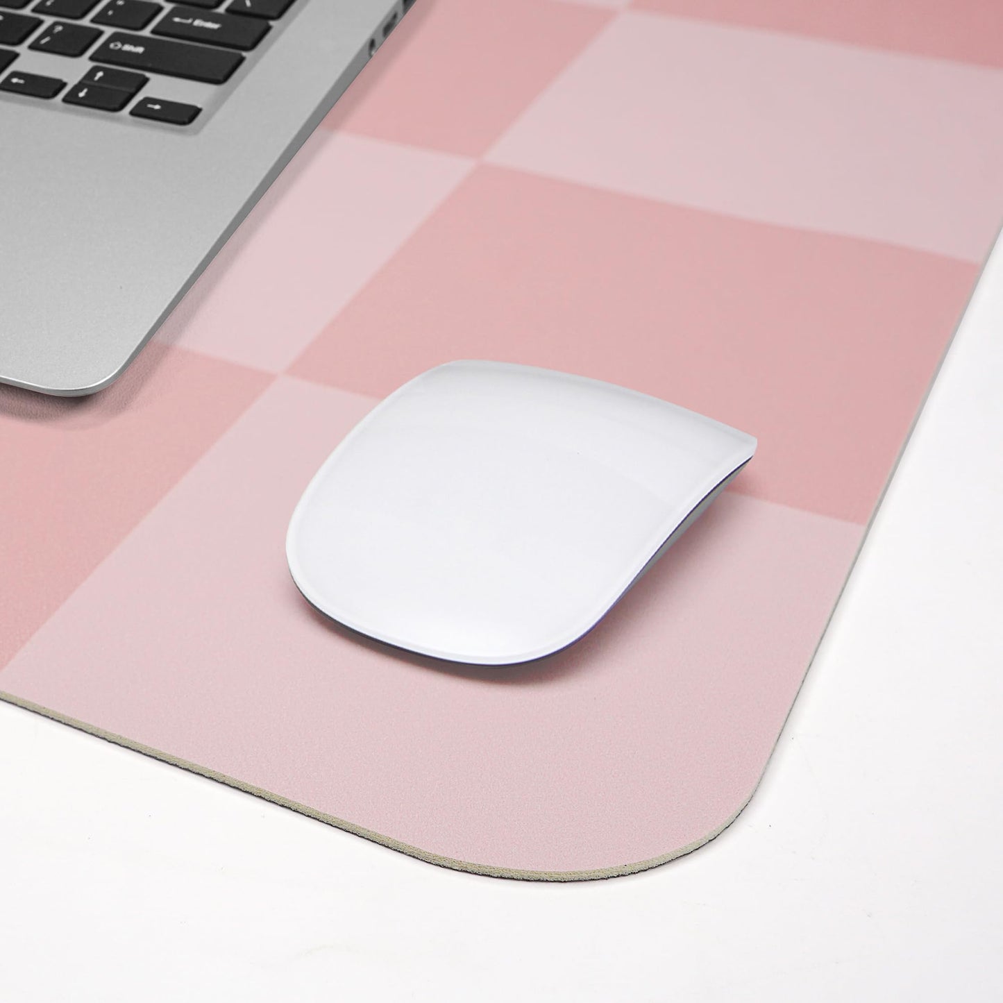 AFIING Pink Checkered Desk Mat, Cute Desk Accessories for Women, Waterproof PU Leather Desk Pad, Large Mouse Pad, Aesthetic Desk Decor for Home Office (31.5" x 12")
