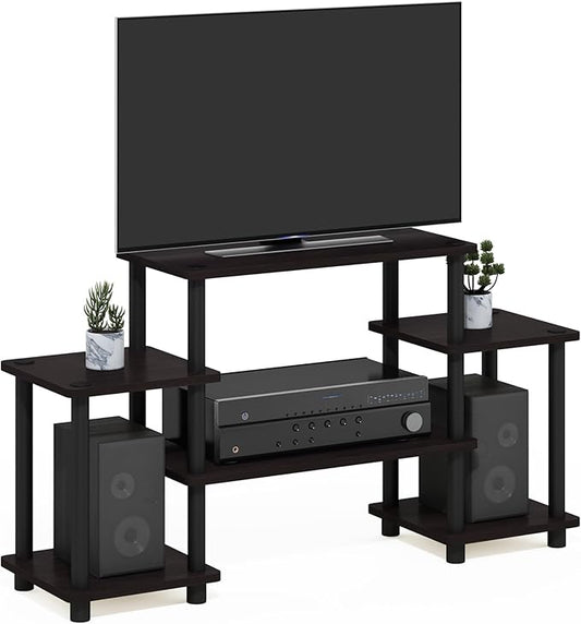Furinno Turn-N-Tube No Tools Entertainment Center, Square corner, Dark Walnut