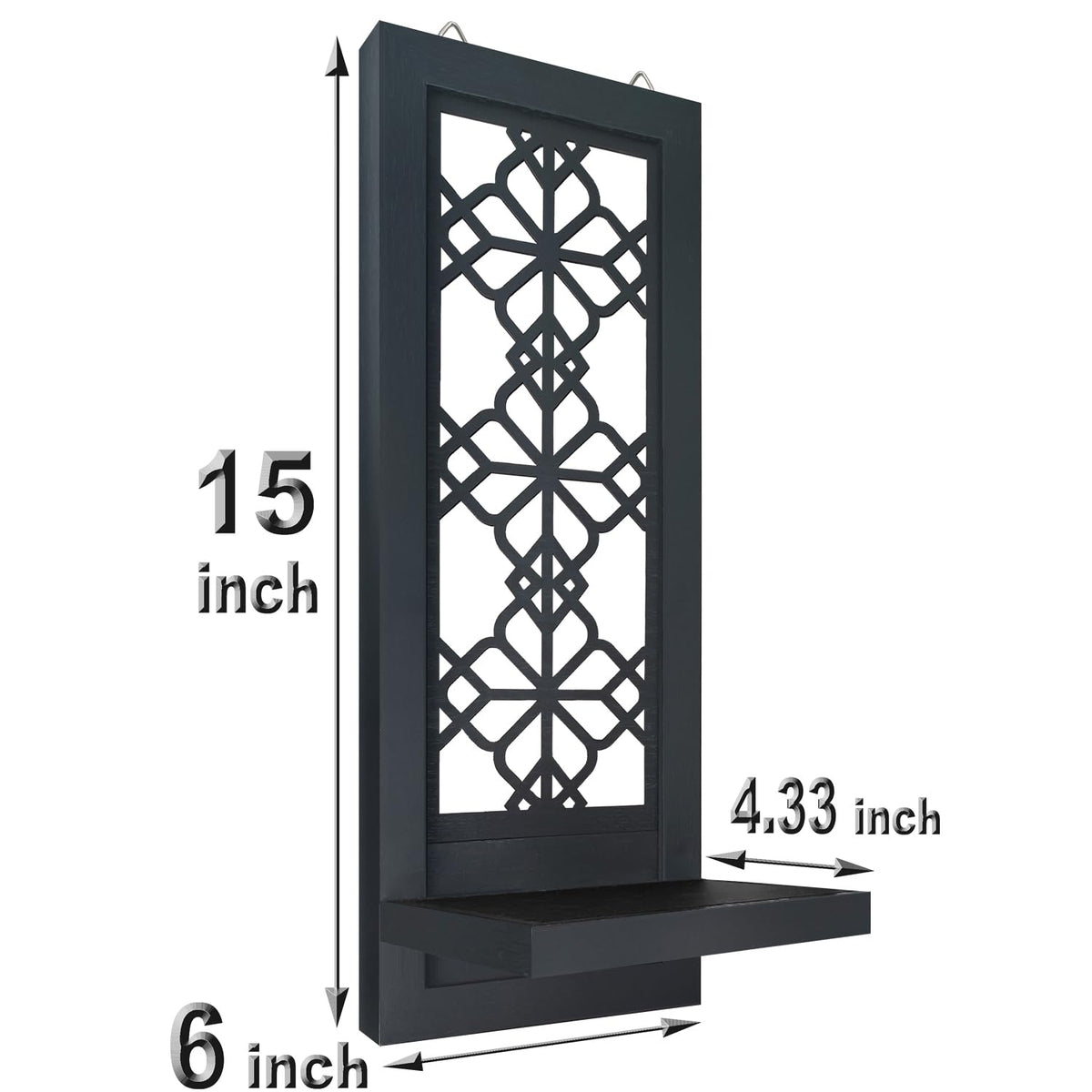 ZOLAPI Set of 2 Candle Sconces, Farmhouse Accent Wall Sconce, Black Candle Holder Wall Decorations for Home Décor, Living Room, Dining Room.(15 x6 in)