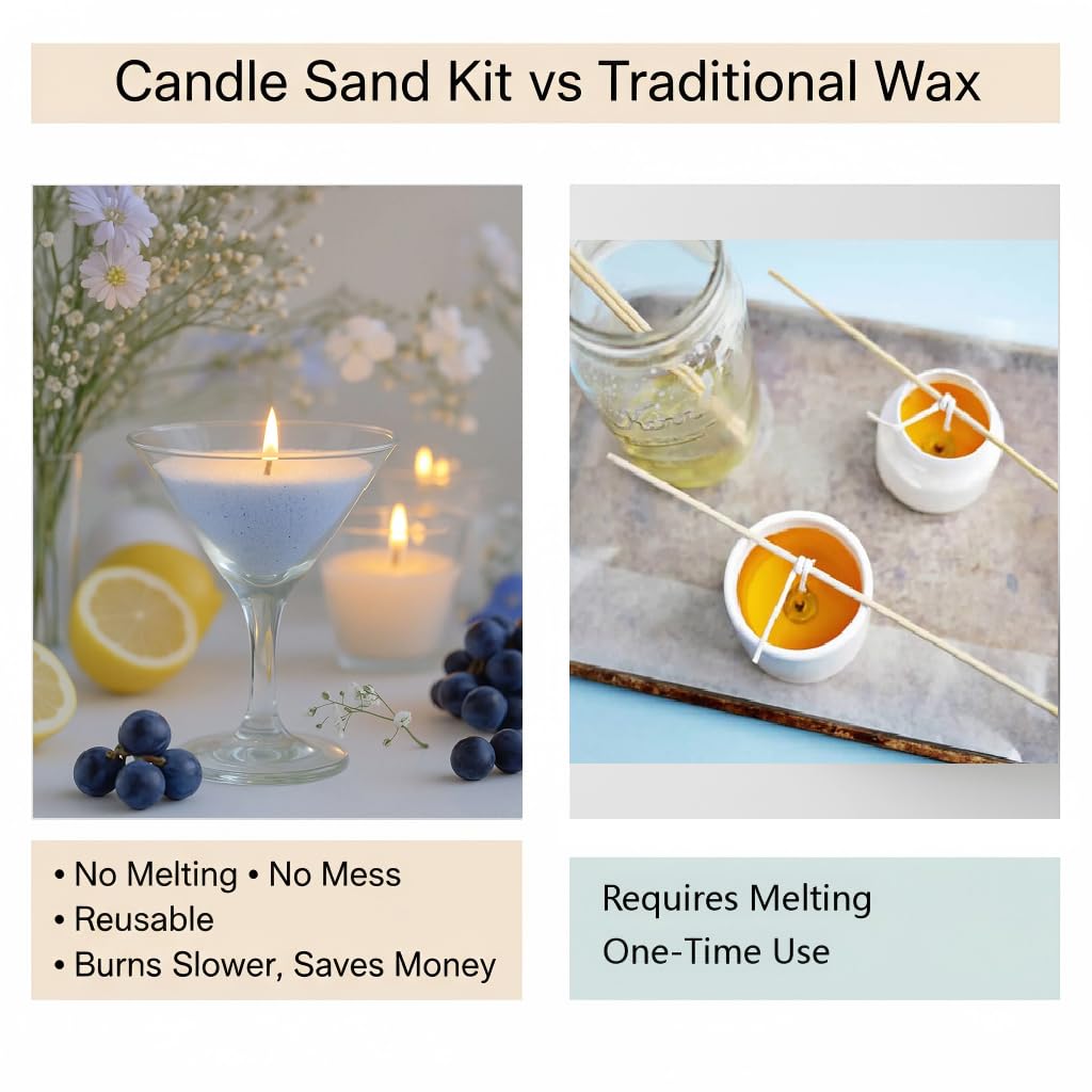 Monivi Scented Candle Sand with Wicks 1.1lb Red Pearled Candle Beads Sand Candles with Wicks for Mothers Day Gift 85 Burn Hours Refillable Candle Wax for DIY Candle Making(Scented Rose)
