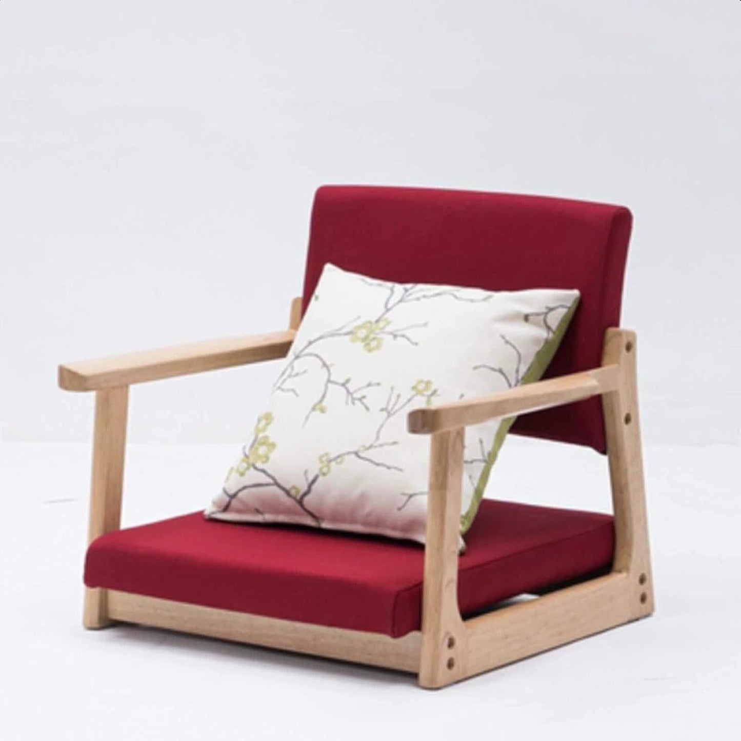 MNJVCFDS Floor Chair Japanese Floor Chair Legless Bay Window Backrest Lazy Chair with Armrests, Portable Japanese Tatami Chair, Meditation Floor Solid Wood Seating Chairs