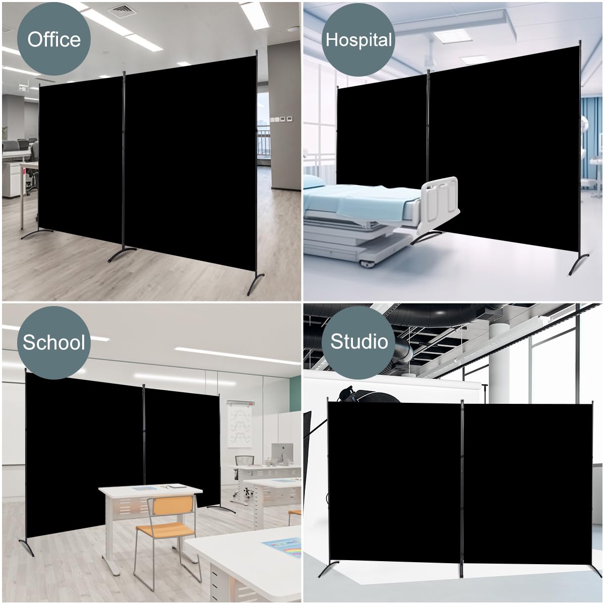 Room Divider 2 Panel Large Privacy Screens, 142''x72''H Upgraded Room Divider Wall for Room Partitions, Tall 6FT Partition Room Dividers Screen Panel for Bedroom Office School, Portable Partition Wall