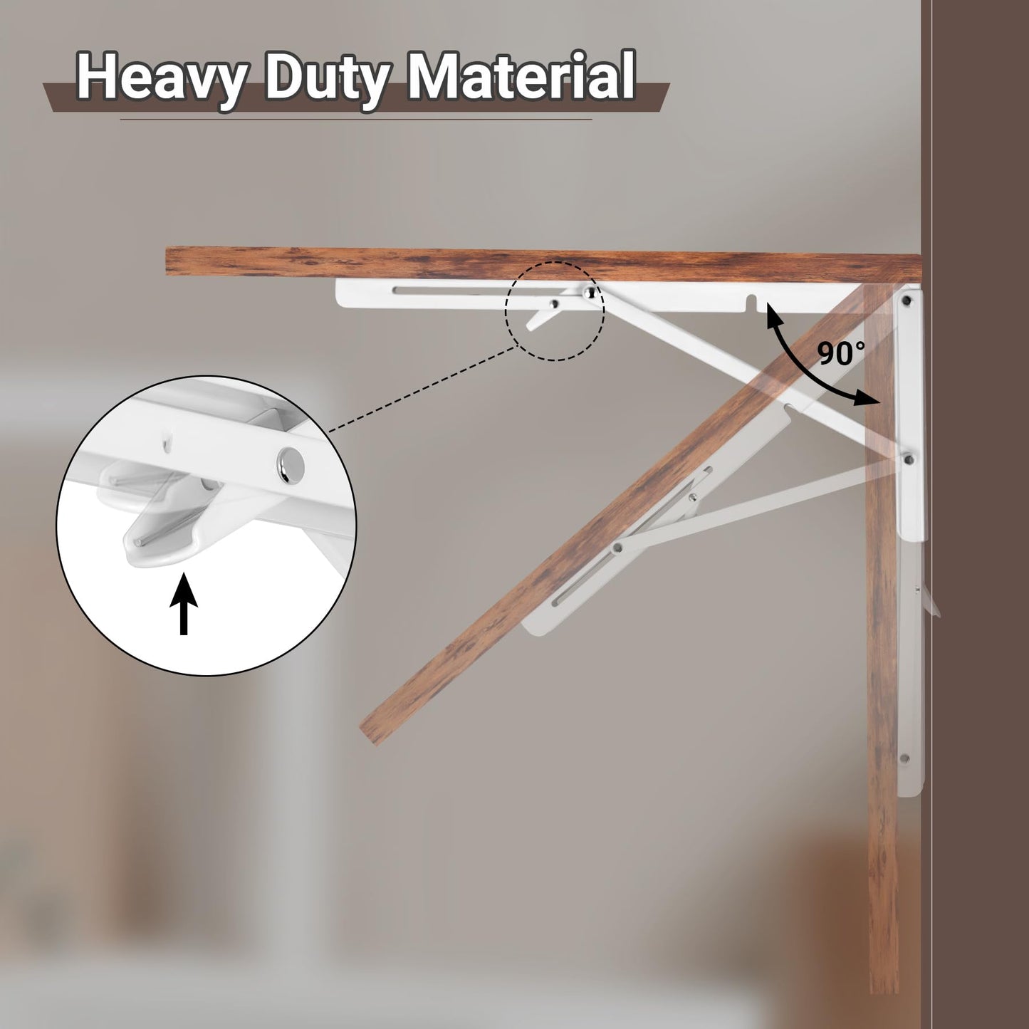 Neoaider Wall Mounted Folding Table 31.5”L x 15.7”W, Laundry Folding Table with Heavy Duty Metal Collapsible Shelf Brackets, Wall Mounted Desk Fold Down for Small Spaces, Brown