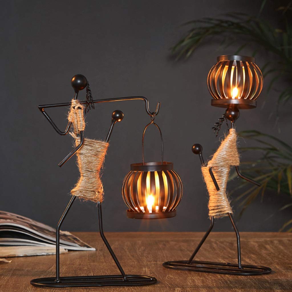 XILIN-1987 Candle Holderss Girl Shape Iron Candlestick Tabletop Decoration Cafe Candlelight Dinner Props Romantic Candlestick Decorative Candlestick (Size : B)