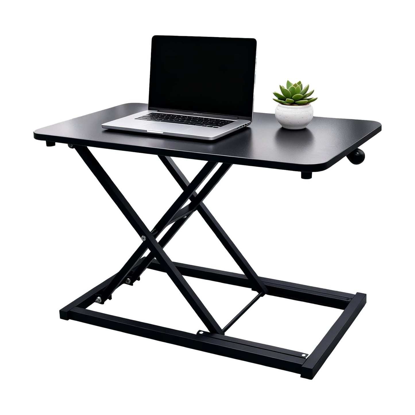 Amestar 23.6 Inch Standing Desk Converter Adjustable Height, Black Computer Desk, Sit Stand Tabletop Monitor and Laptop Riser Platform Workstation, Computer Keyboard Stand for Desktop
