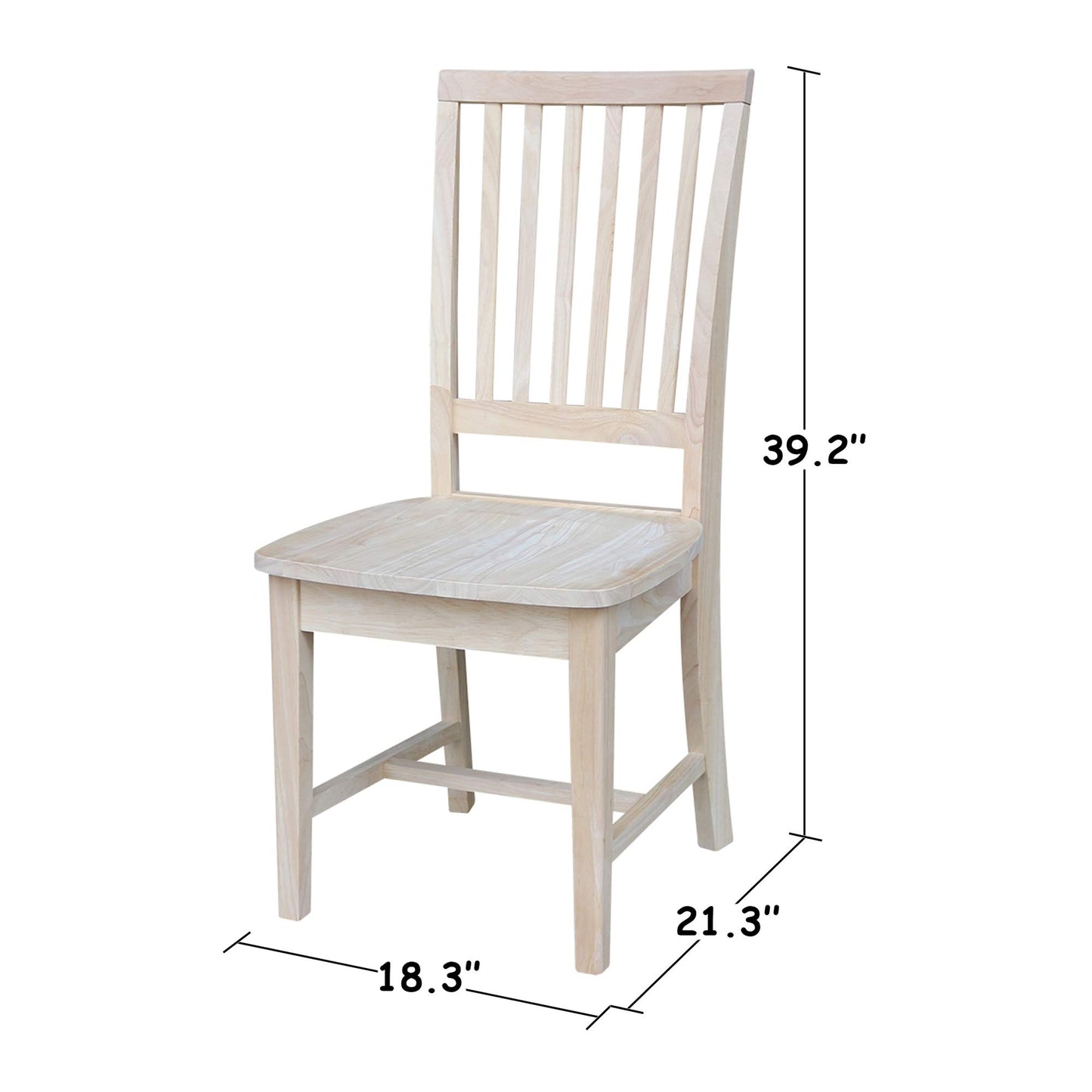 International Concepts Mission Side Chairs, Armless, Solid Parawood, Unfinished (Set of 2)