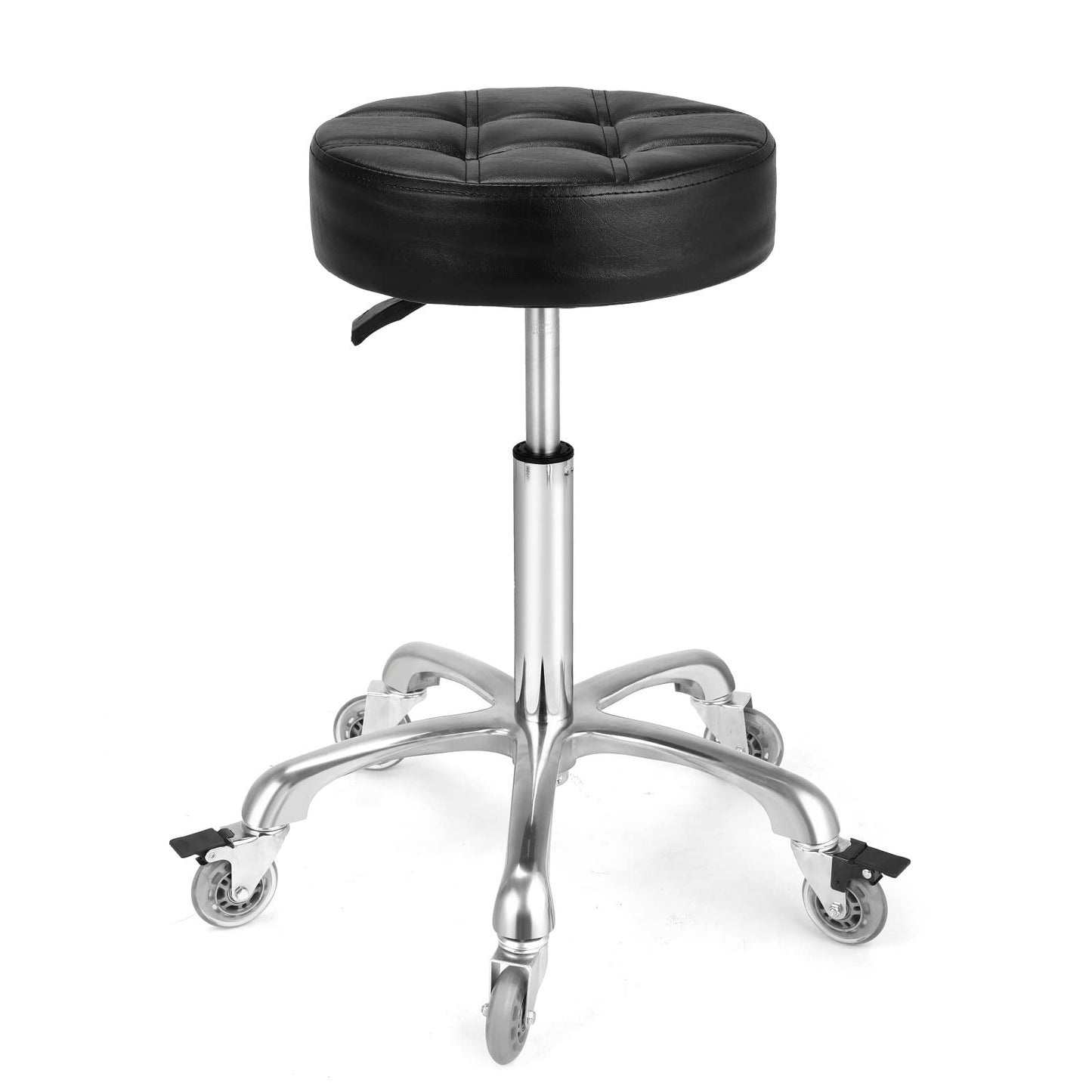 McDooFly Adjustable Heavy Duty Stool - Rolling Stools with Locking Caster Wheels - Swivel Stools Backless Chair for Home Kitchen Office Shop Tattoo Lash Tech Pedicure(Black, Height 22 to 30 in)