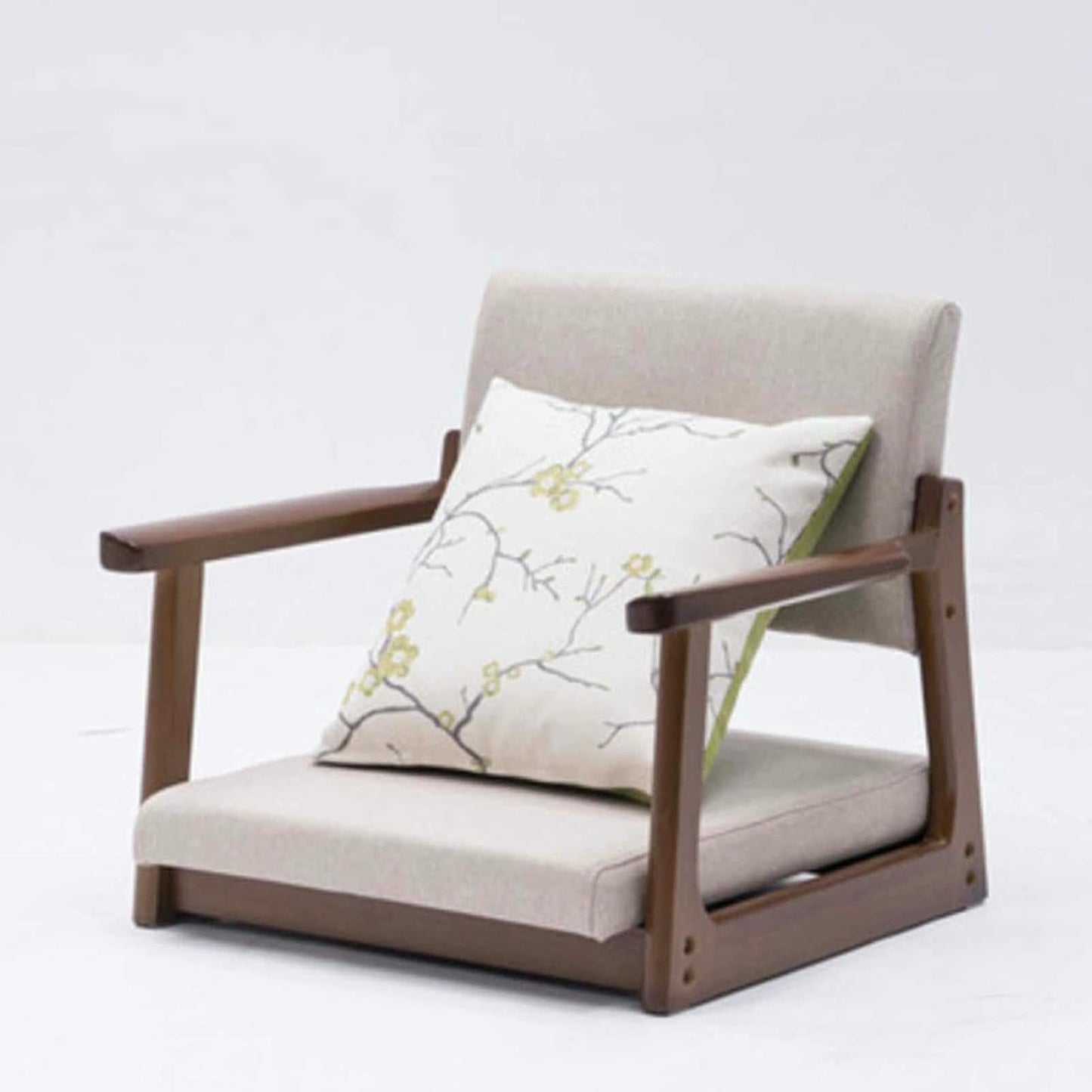 MNJVCFDS Floor Chair Japanese Floor Chair Legless Bay Window Backrest Lazy Chair with Armrests, Portable Japanese Tatami Chair, Meditation Floor Solid Wood Seating Chairs