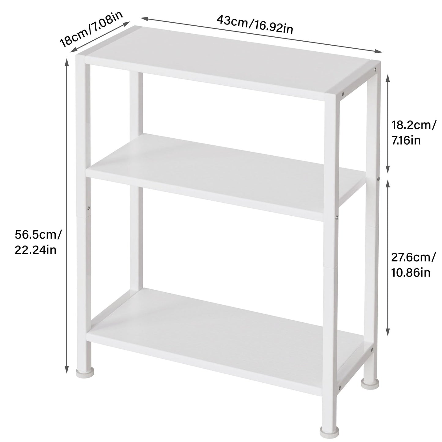 Vantimo 3-Tier Side Table, Small End Table, Sofa Side Table for Narrow Spaces, Slim End Table, Skinny Nightstand Table for Living Room Bedroom Office, White