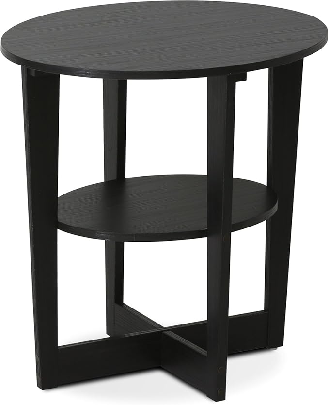 Furinno JAYA Side Table, 2-Tier Round Modern End Table