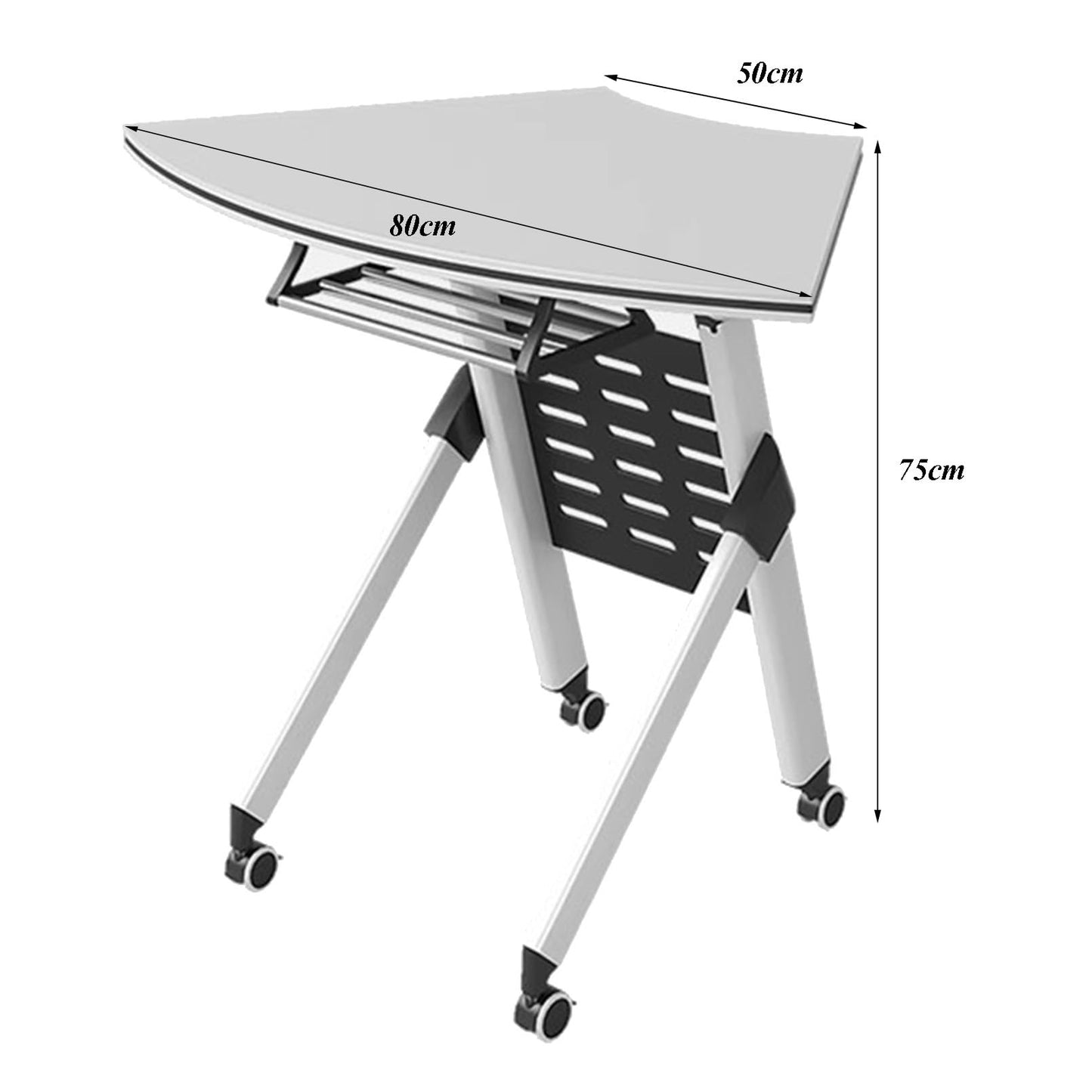 Conference Room Table, Foldable Curved Meeting Table with Storage Rack and Baffle, Business Training Table for Office Dining Room Reception Room