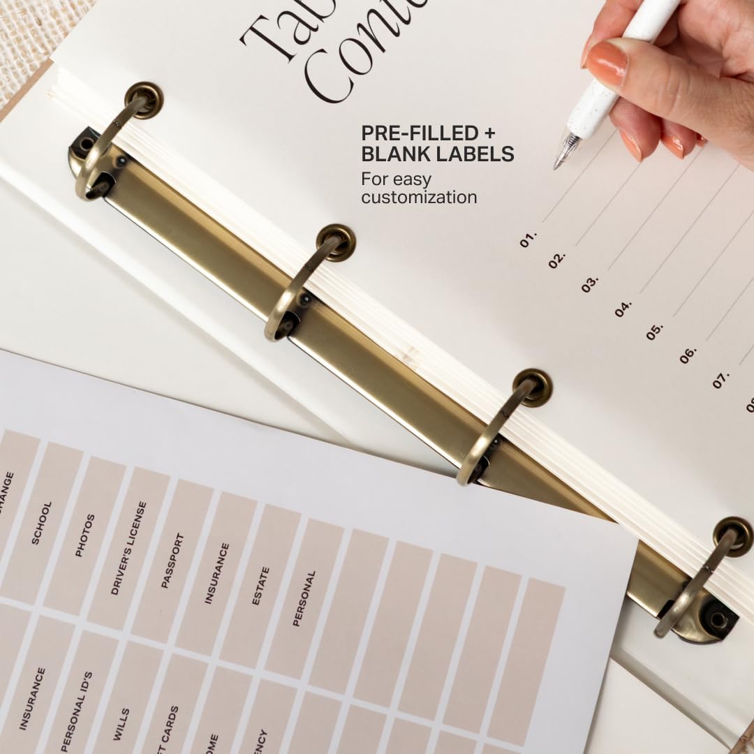 DailyDocs Document Organizer Binder – Premium Linen Folder System with Full & Half-Page Envelopes for Important Papers, Passports, Birth Certificates & More