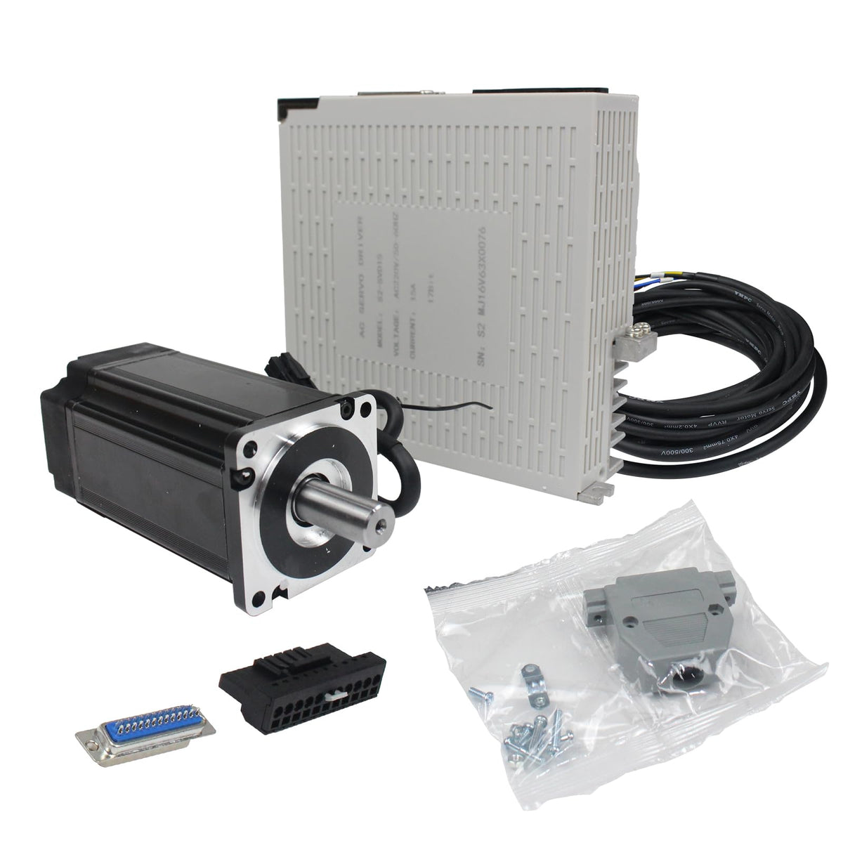 RATTMMOTOR YPMC-600W 220V Servo Motor Kit with Servo Motor Driver, CNC Controller Kit for CNC Engraver Milling Machine/Robot (Without Brake)