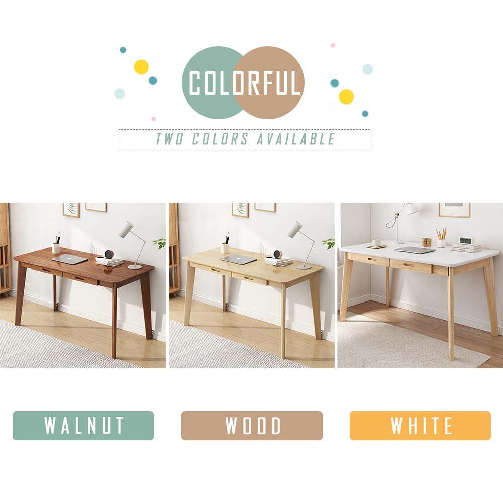 IOTXY Solid Wood Writing Desk - Home Office Workbench Desk with Drawer, 31.5" Width Laptop Computer Work Study Table in White