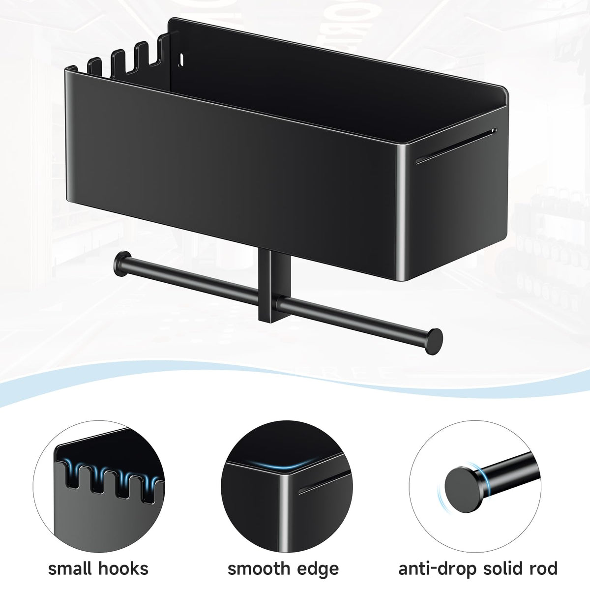 Home Gym Wall Storage, White Resistance Bands Rack Hanger Metal, Wall Mounted Fitness Bands Holder, Multi-Purpose Heavy Duty Workout Gym Storage Rack for Resistance Bands, Straps, Jump Ropes (Black)