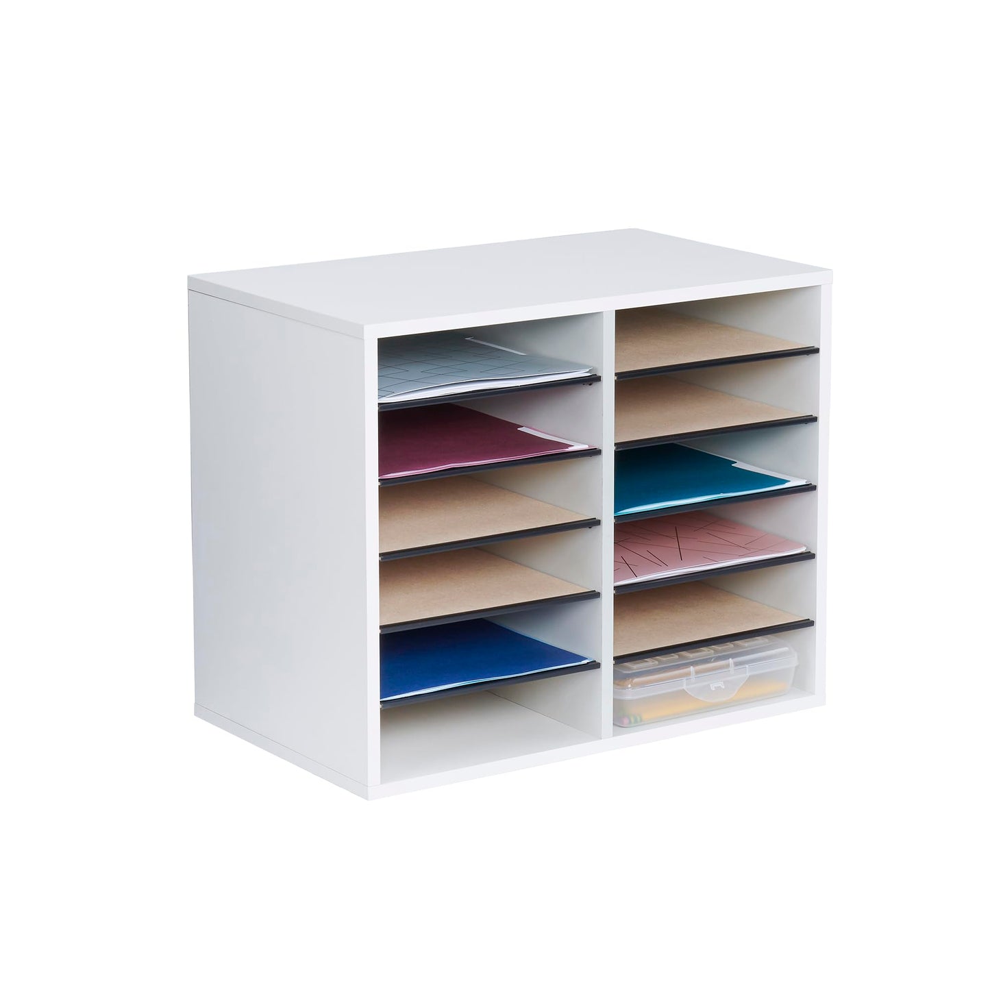 Safco Wooden Paper and Mail Organizer for Home Office and Classroom, Adjustable Shelves and Stackable