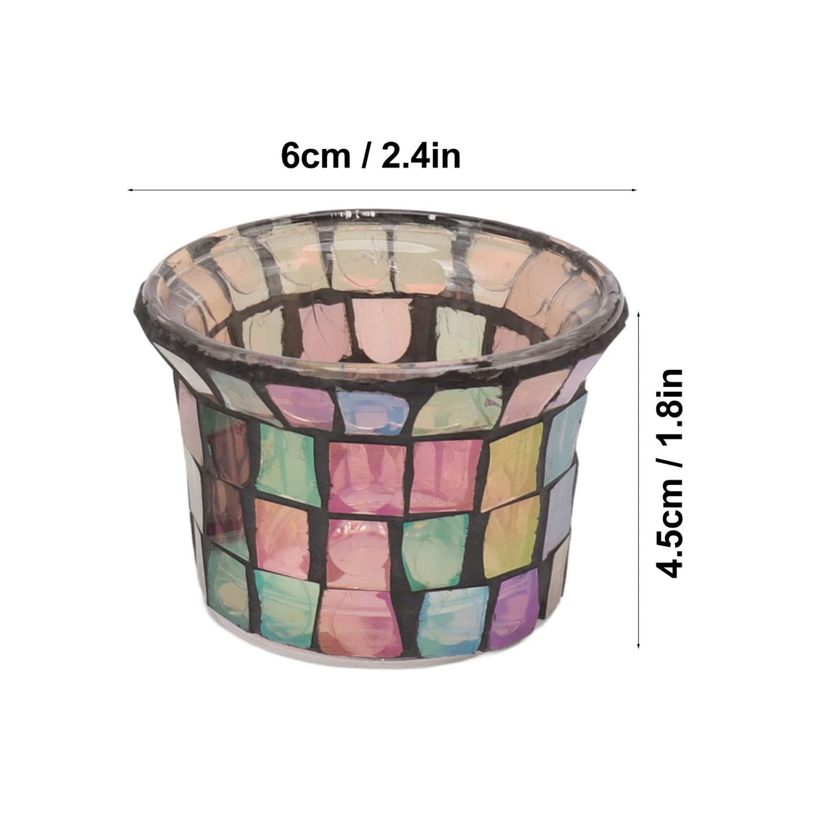 Jeanoko Mosaic Tealight Holder Set of 6 Solid Glass Candle Holder Cups for Wedding Table Centerpiece Meditation Decor Brown for Tealights Prayer Candles and Mini Planters