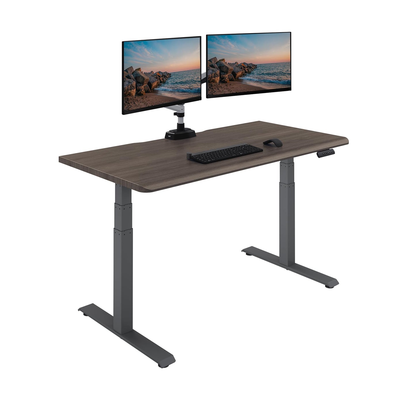 Vari ComfortEdge 60x30 Inch Adjustable Electric Standing Desk – Sit Stand VariDesk with Memory Presets, Sloped Edge, 200 LB Capacity + Tool-Free Assembly (Espresso Wood)