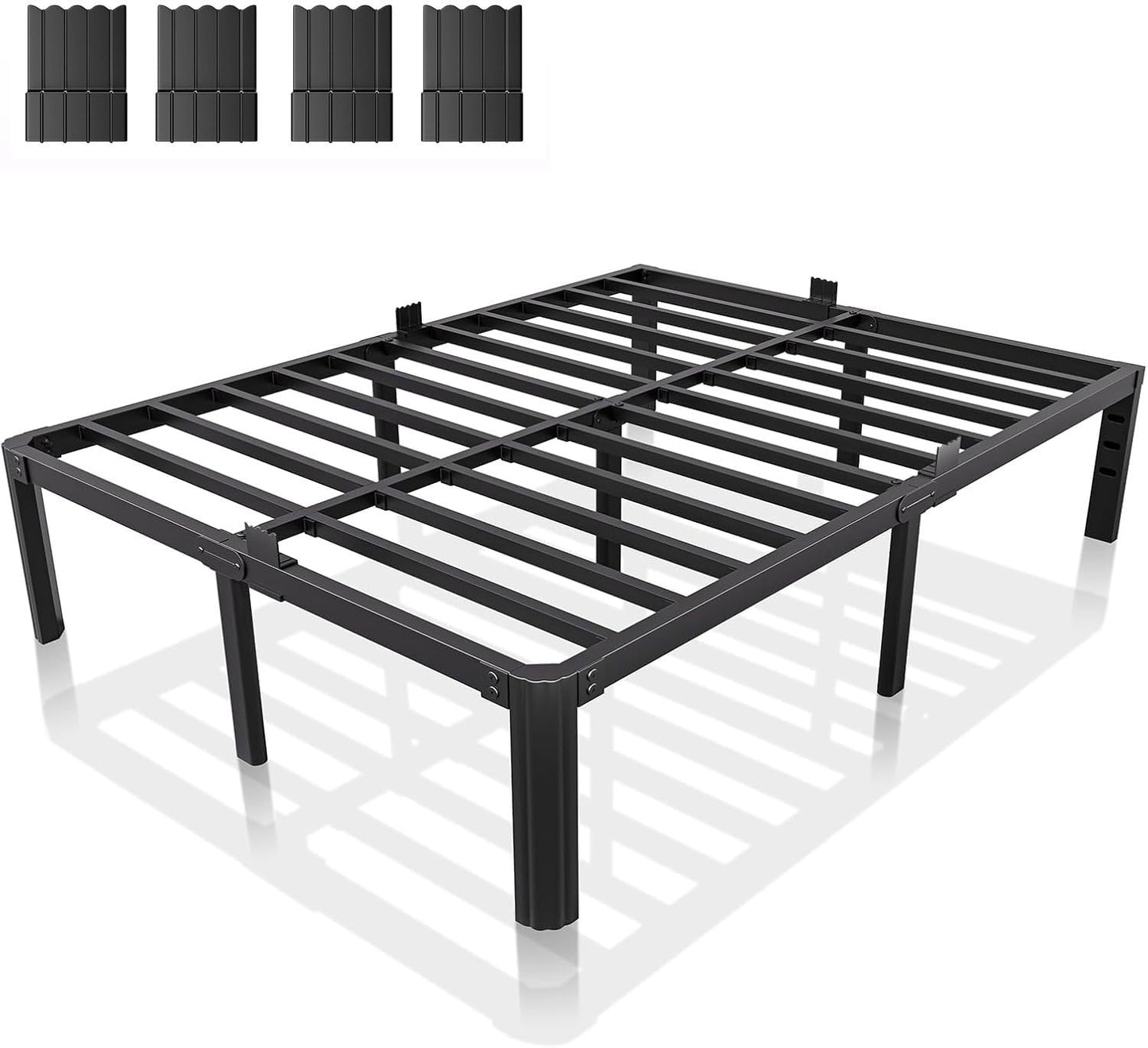 XUKIL 14 Inch Full Size Metal Bed Frame, Heavy Duty Platform Bed Frame with Headboard Compatible, Under Bed Storage, Noise Free, No Box Spring Needed, Mattress Retainers, Easy Assembly