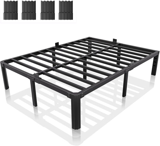 XUKIL 14 Inch Full Size Metal Bed Frame, Heavy Duty Platform Bed Frame with Headboard Compatible, Under Bed Storage, Noise Free, No Box Spring Needed, Mattress Retainers, Easy Assembly