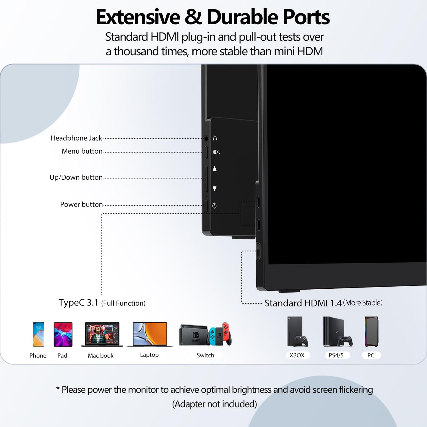 InnoView Portable Monitor Touchscreen 15.6" 1080P 10-Point Touch Screen Monitors Portable with Protective Sleeve Built-in Stand, 1200:1 HDMI USB C Travel Monitor for Laptop, PC, Mac, Phone, Switch